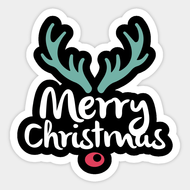 Merry Christmas Rudolph Sticker by BeLightDesigns